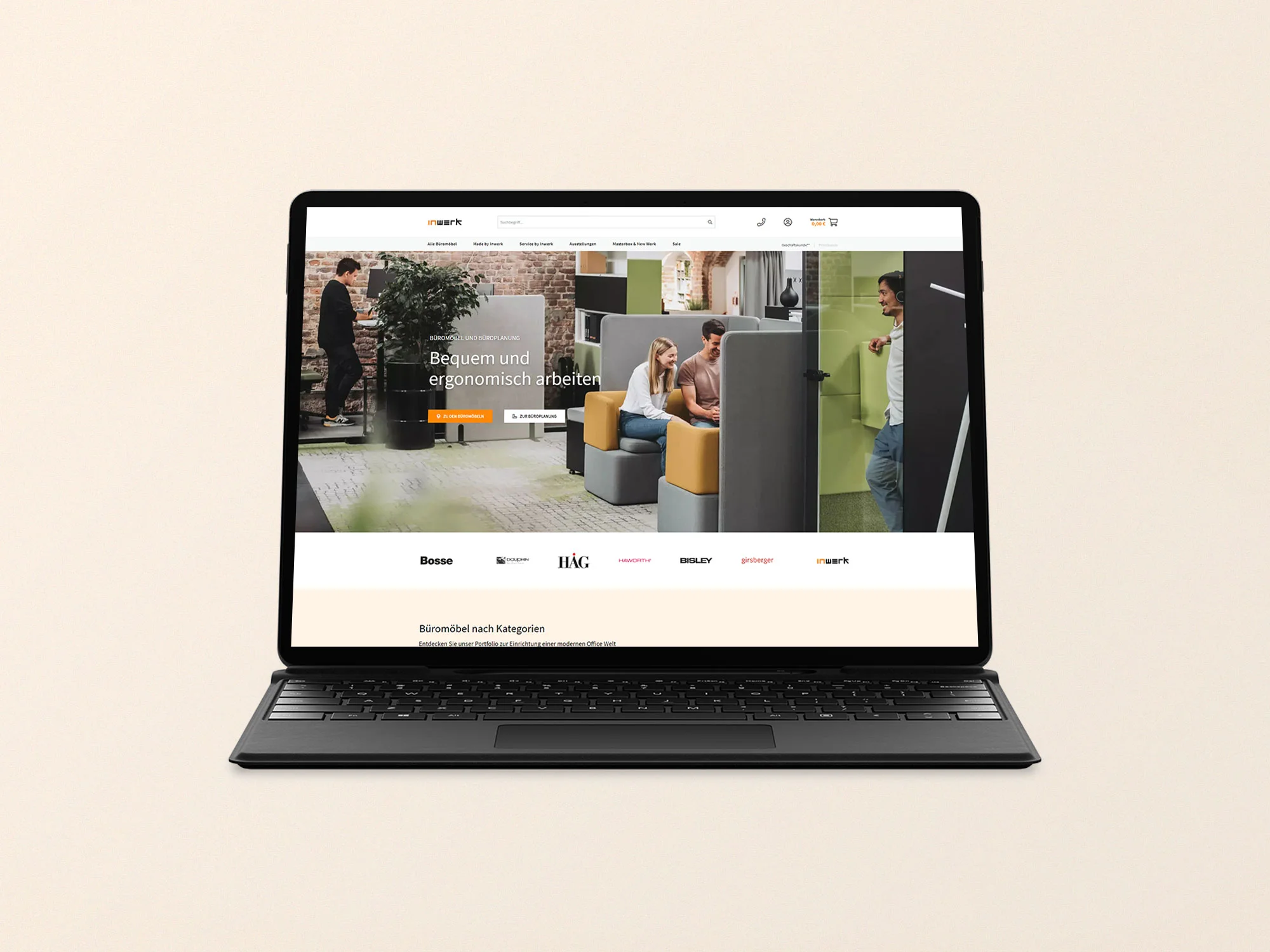 Responsive Webseite für den Büromöbelhersteller Inwerk GmbH inkl. Design System und neuer Customer Journey.